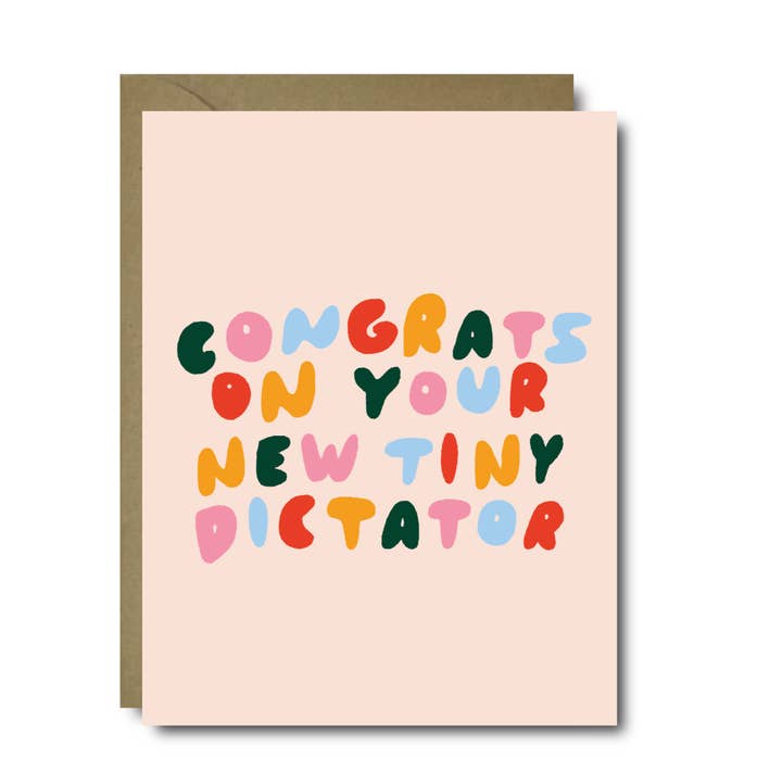 Congrats On Your New Tiny Dictator Baby Greeting Card for wholesale by Black Lab Studio