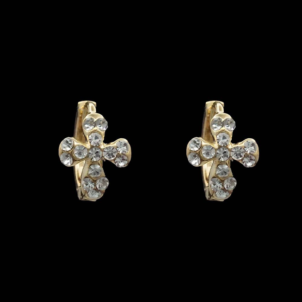 Be Je Designs - Vendita all'ingrosso Orecchini a cerchietto - Orecchini Pave Cross Huggie0