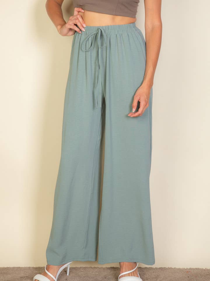 CAPELLA APPAREL - Wholesale Pants - Women's - Drawstring waist wide leg minimalist pants17