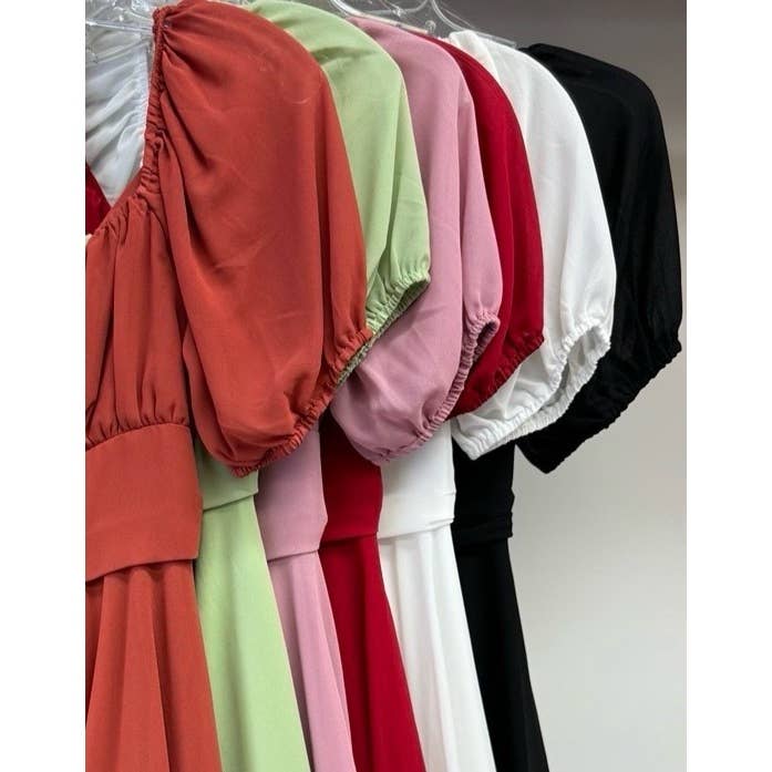 Curve Market - Vente Robe – femme - TAILLE NORMALE EN MOUSSELINE DE SOIE, COL CARRÉ, MANCHES BOUFFANTES, ATTACHE AU DOS, MINI D2