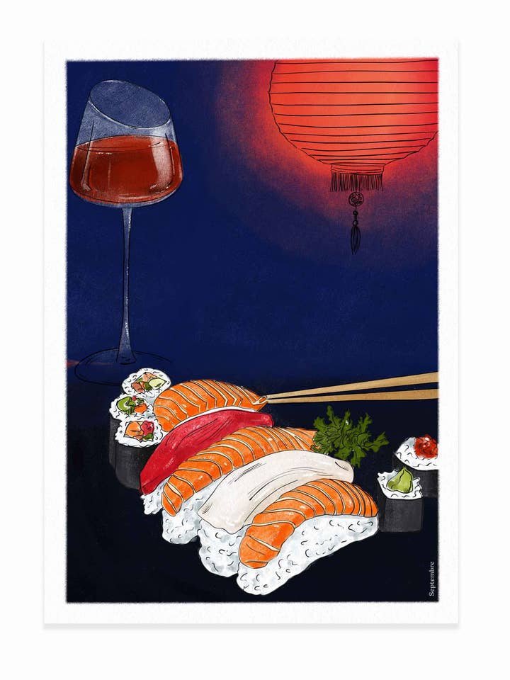 Wein- und Sushi-Paarungen anzeigen für den Großhandel von Septembre Papeterie