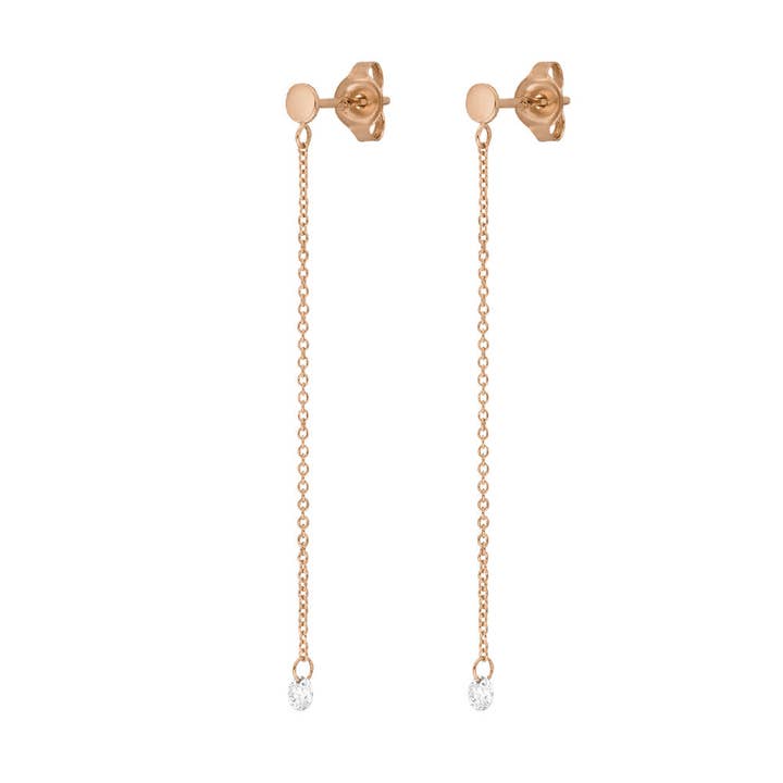 Pure 18K rose gold chain earrings for wholesale by Leaf Jewelry