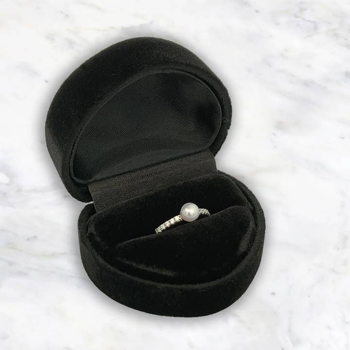 Cherished Moments - Wholesale Band/Stacked Ring - Sterling Silver Freshwater Pearl Baby Ring w CZ for Kids