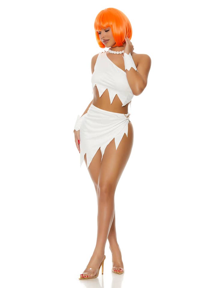 Bianco Costume da personaggio sexy dei cartoni animati A Bedrock Babe in vendita all'ingrosso su Faire4