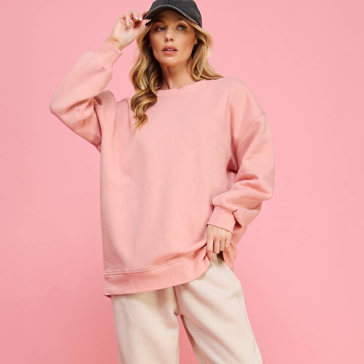 FREEZIA - Wholesale Sweatshirt - Women's - OVERSIZED CREWNECK SWEATSHIRT-FZ000113