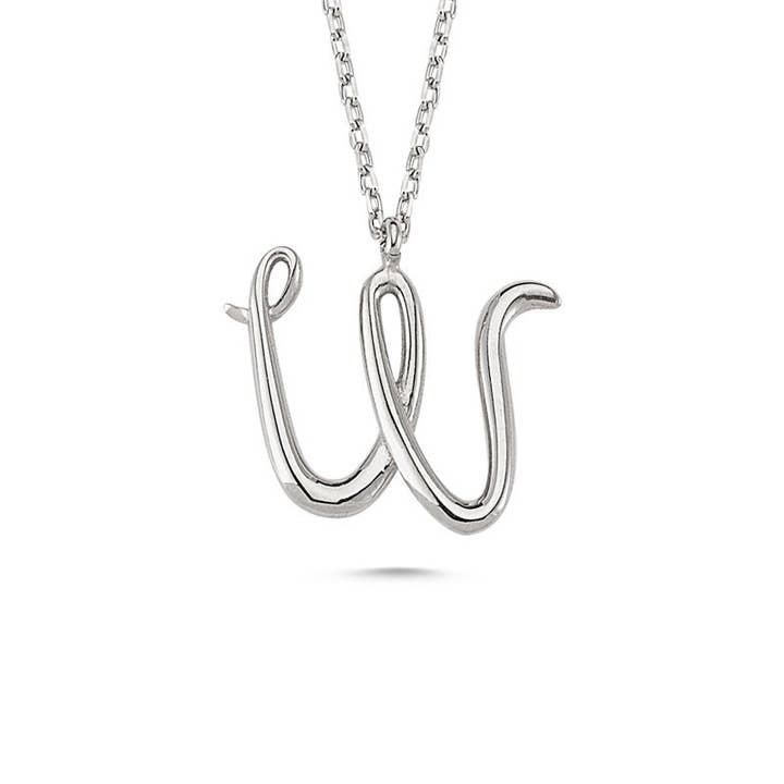 Collier en argent avec mini initiale W Letter pour la vente par Amorium