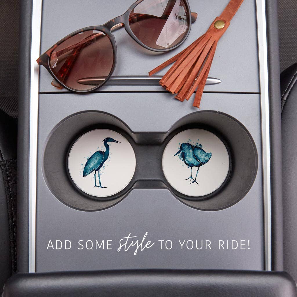 Love Local - Wholesale Car Coaster - Unisex - New England Water Color Heron Sand Piper| Absorbent Car Coasters | Set of 2 | Min 41