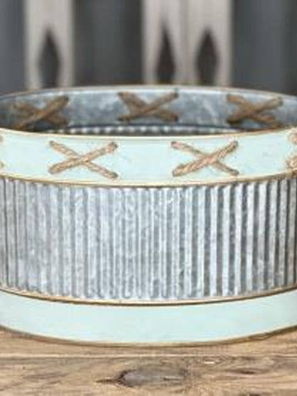 Green/Jute Oval Container for wholesale by DNS Designs