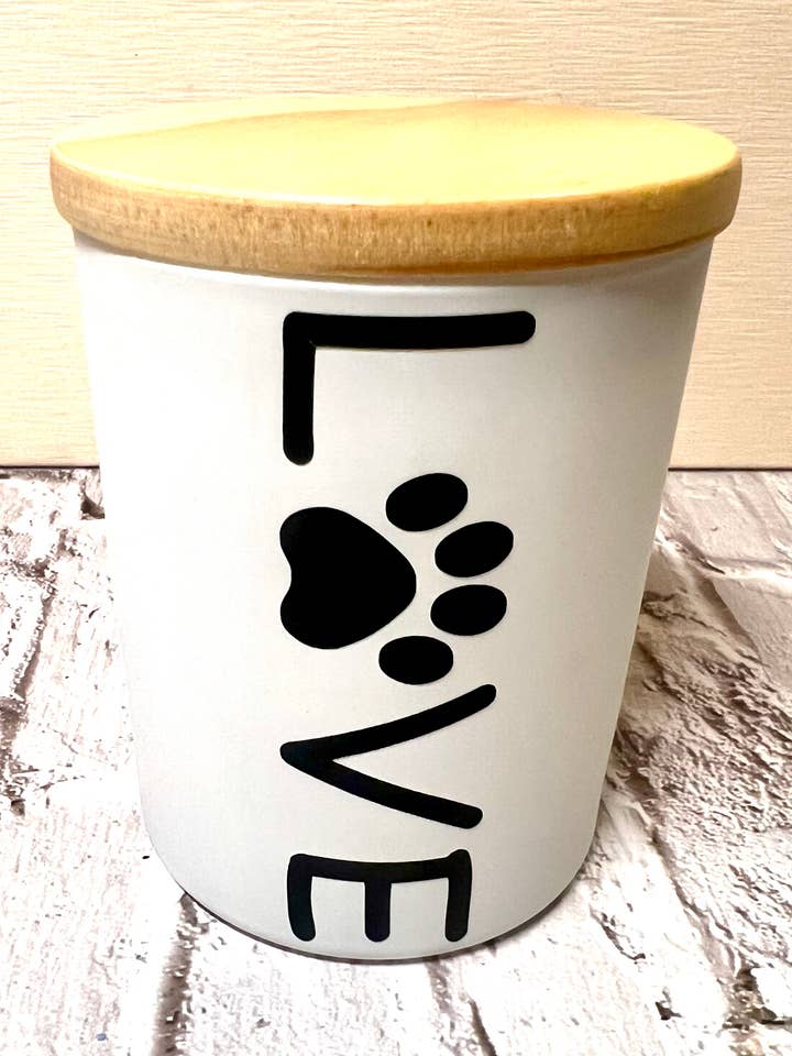 Pet Themed Love Candle 6oz White Matte - Coconut Soy for wholesale by Riley Roo Candles