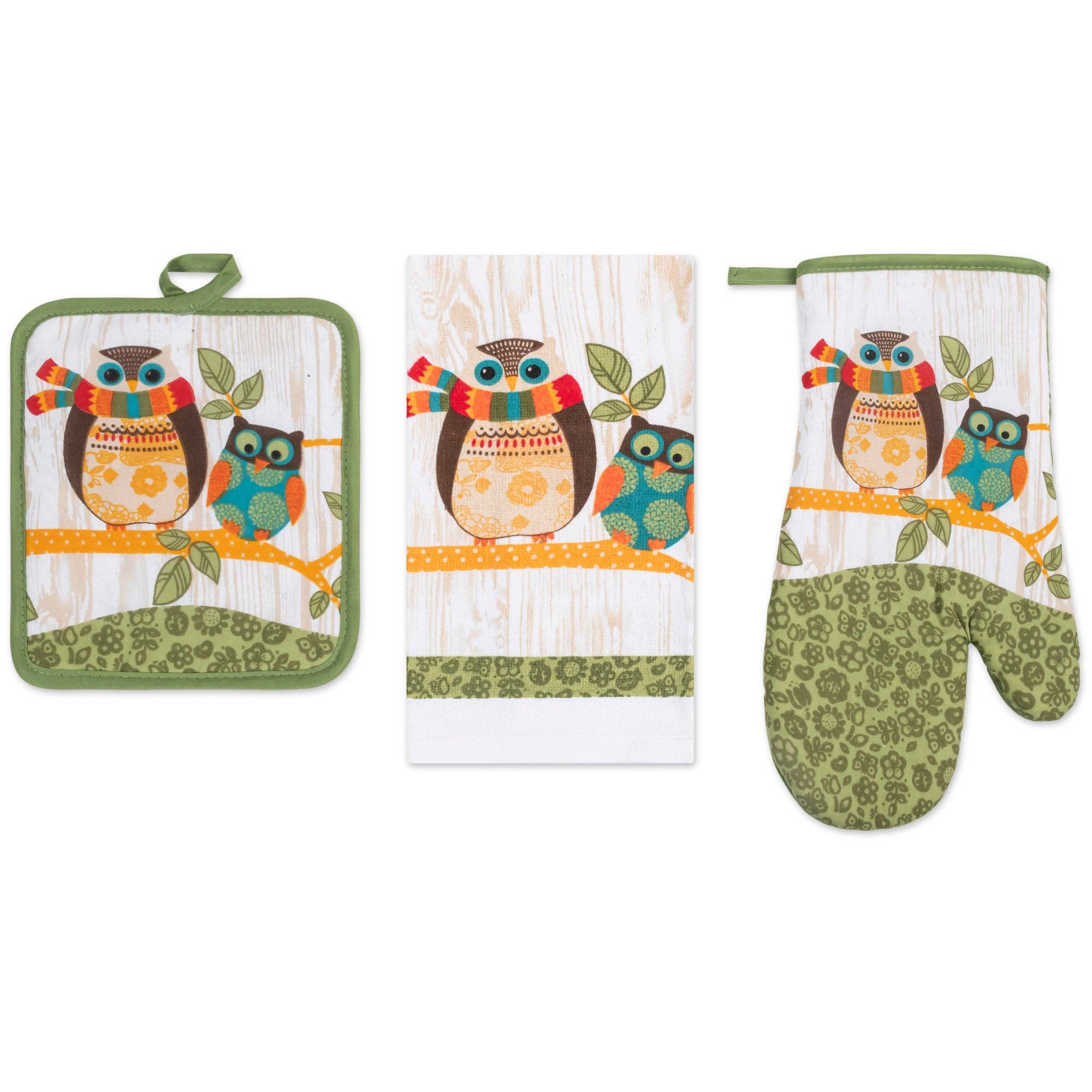 ShopBobbys - Wholesale Oven Mitt/Pot Holder - PREMIUS 3 Piece Printed Kitchen Linen Set, 1 Cotton Towel, 1 Pot Holder, 1 Oven Mitt4