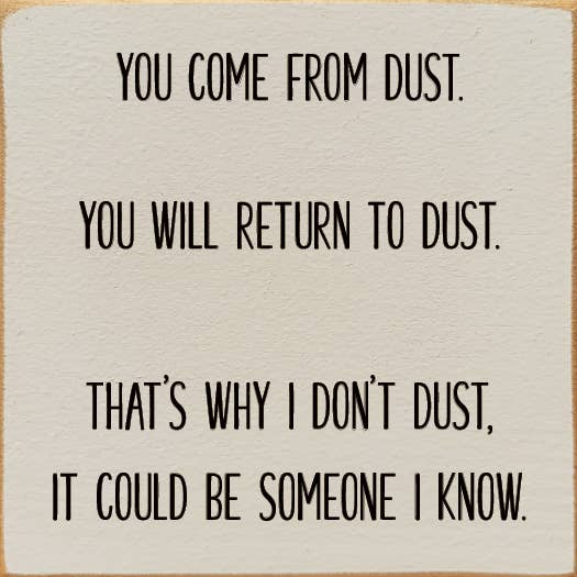 SAWDUST CITY - Wholesale Sign - You come from dust. You will return to dust- Funny Wood Sign9