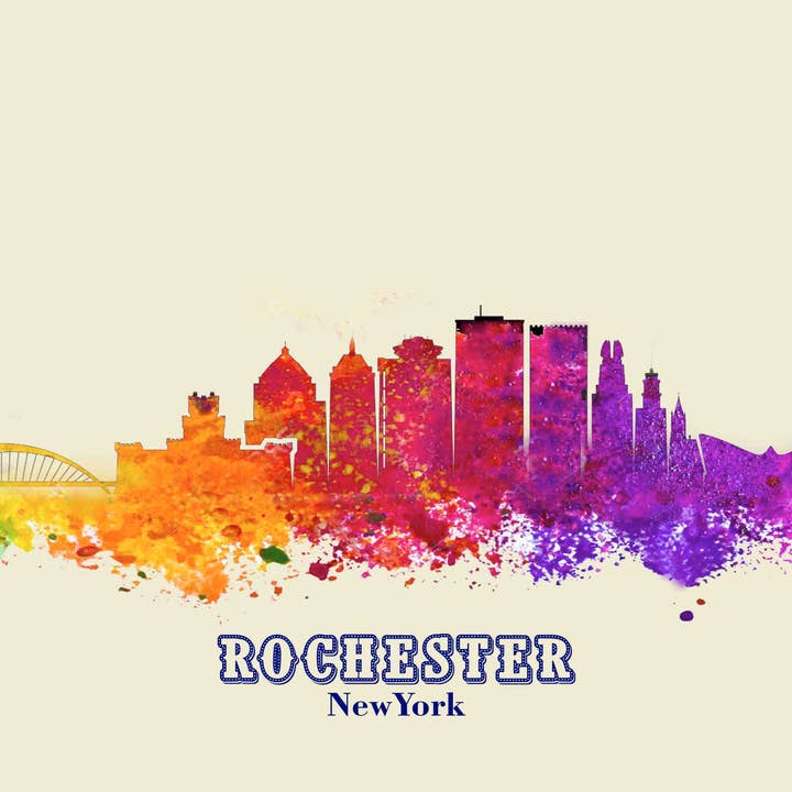 City Of Rochester Skyline Poster Watercolor Art for wholesale by BMS BIZ