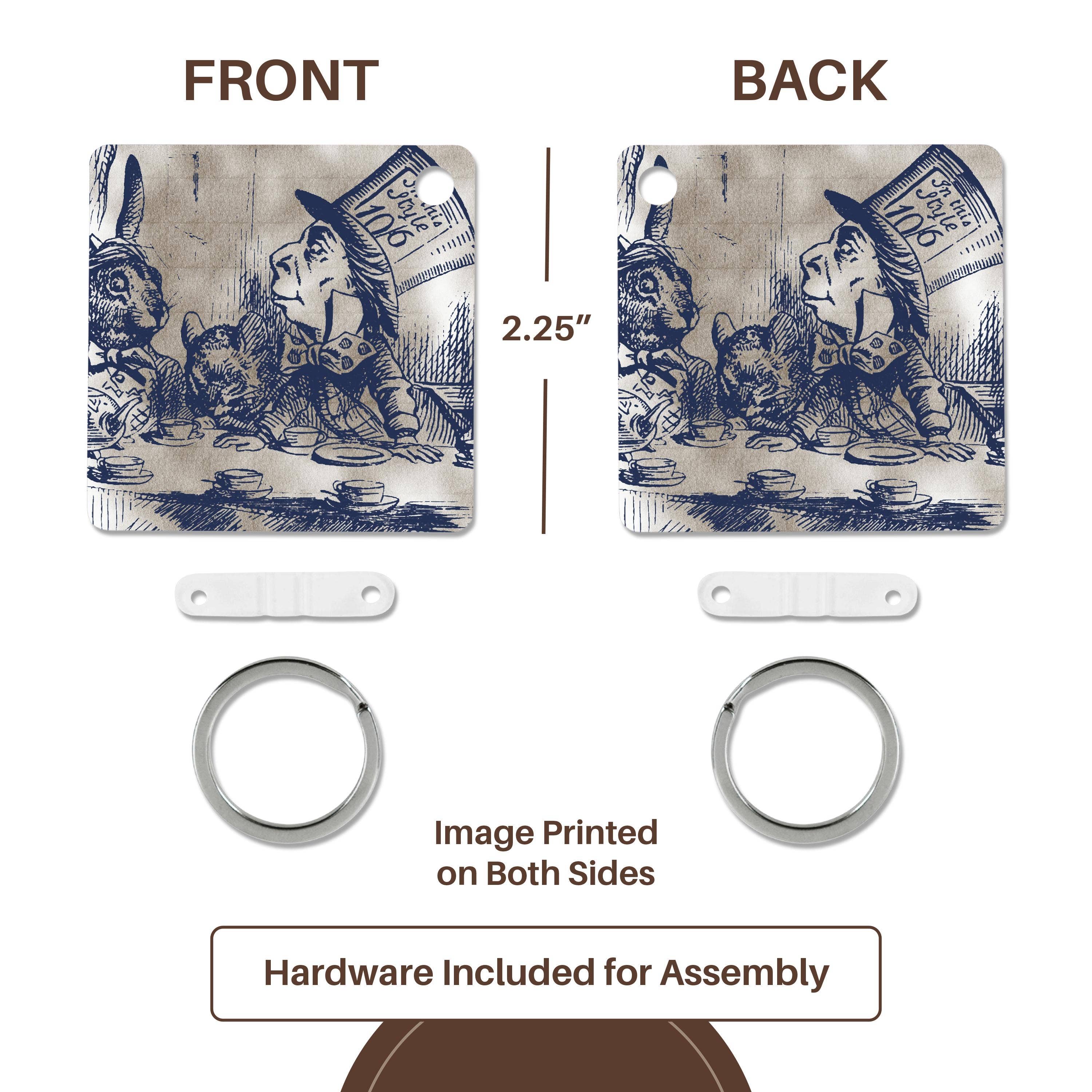 3dRose - Vendita all'ingrosso Portachiavi - Unisex - 3dRose, Cappellaio Matto Vintage Alice nel Paese delle Meraviglie Tea Party, Portachiavi4