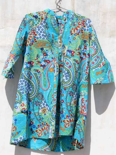 Färgglad bohemisk klänning Indian Paisley Print Kurti för wholesale av Bhawana Handicrafts