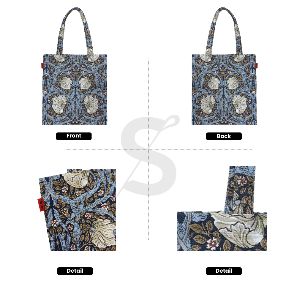 SignareArt - Wholesale Grocery/Shopping Bag - FLAT-PIMPERNEL-BL|  WILLIAM MORRIS PIMPERNEL AND THYME BLUE - FLAT BAG1