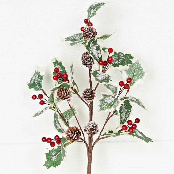 Holiday Depot Inc. - Wholesale Christmas Decoration - 510136- 19in Spray-Sparkle Holly Holiday1