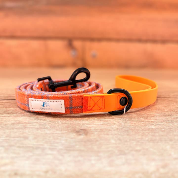 Orange Tartan Dog Lead for wholesale by Digby and Champ