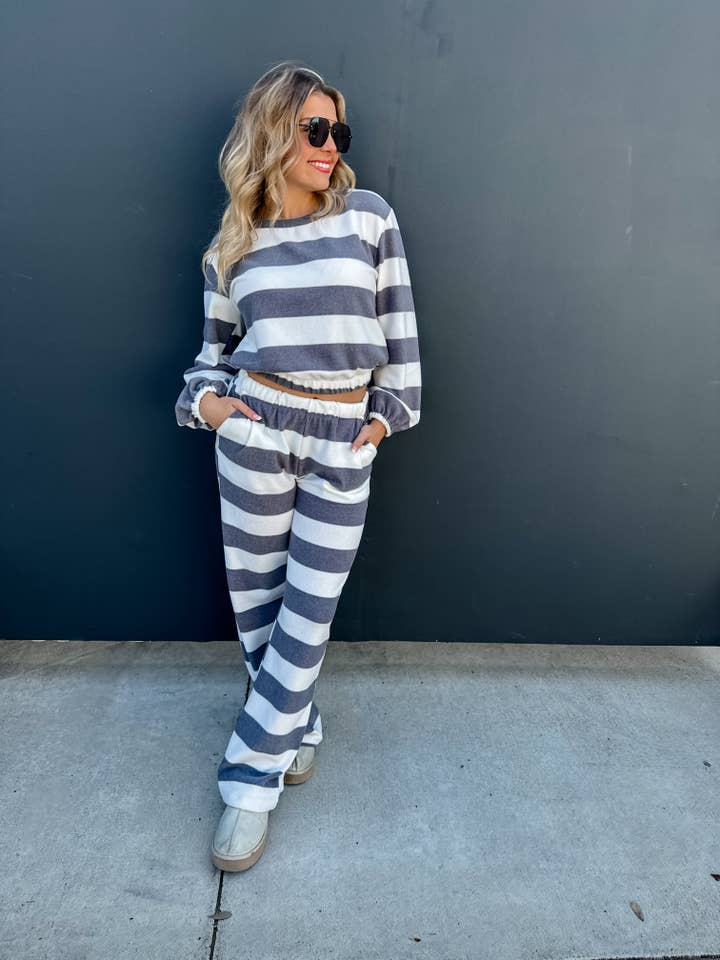 BLAKELEY - Wholesale Lounge Set - Women's - LET'S JUST LOUNGE STRIPE SET
