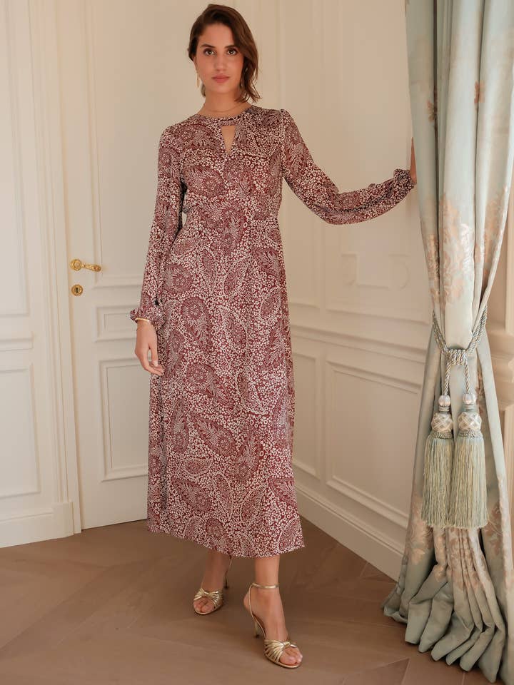 Vestido largo floreado con escote de lágrima para venta al por mayor de LOVIE & CO