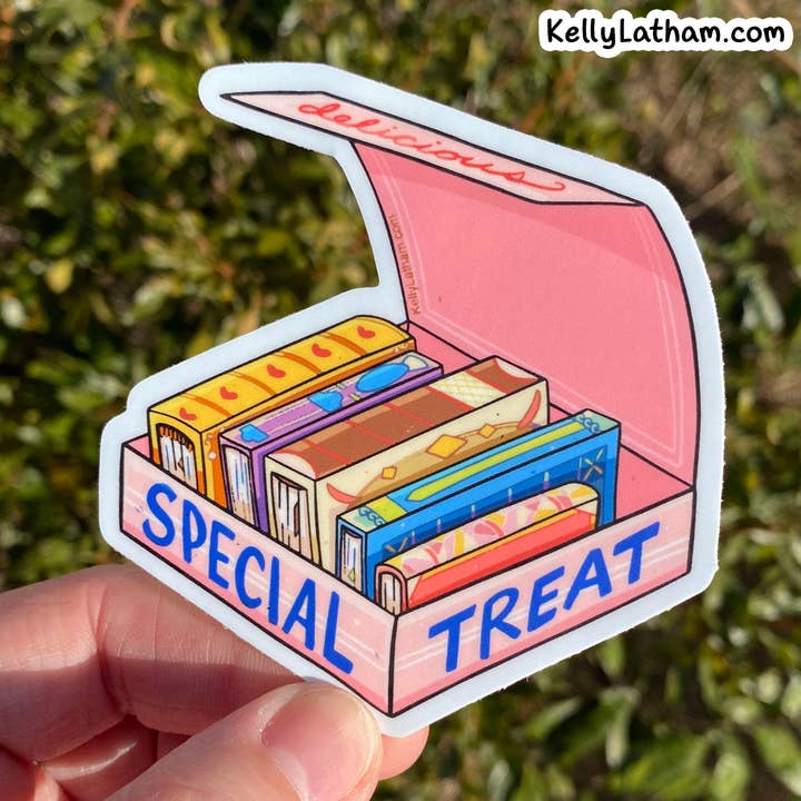 Donut Box of Books Sticker – Bookstores Gift Shops Books for wholesale by Kelly Latham Art