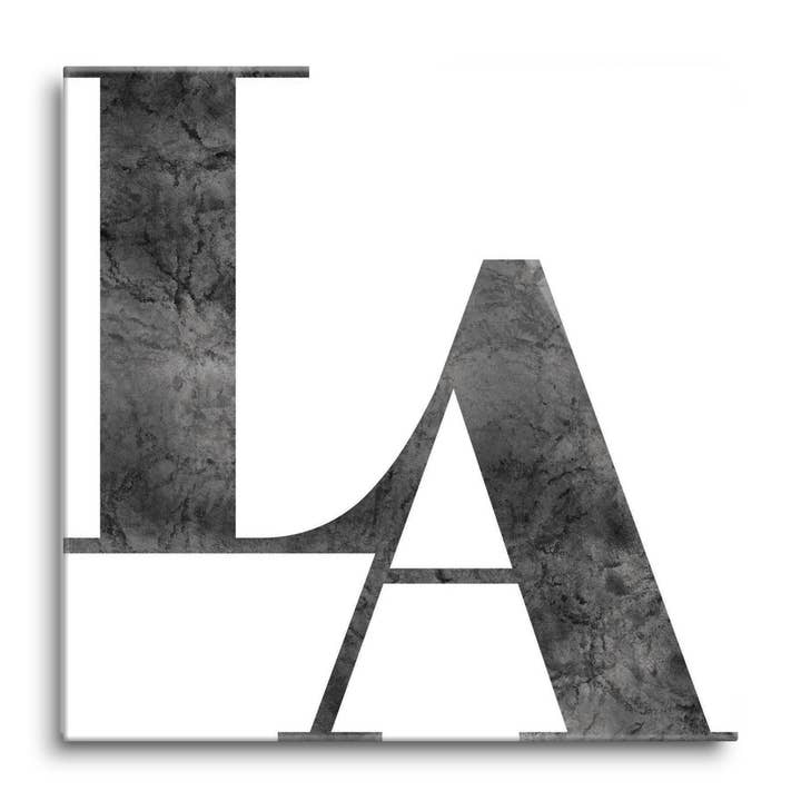 Modern White Louisiana Initials |12x12 Glass Plaque for wholesale by Love Local