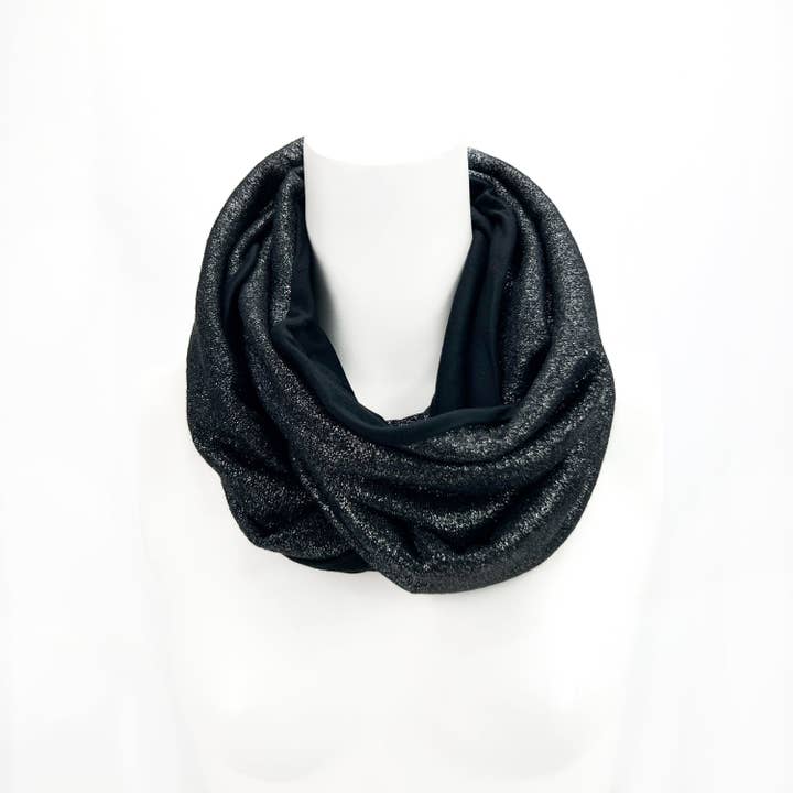 Metallic Black Infinity Scarf for wholesale by Sumie Tachibana