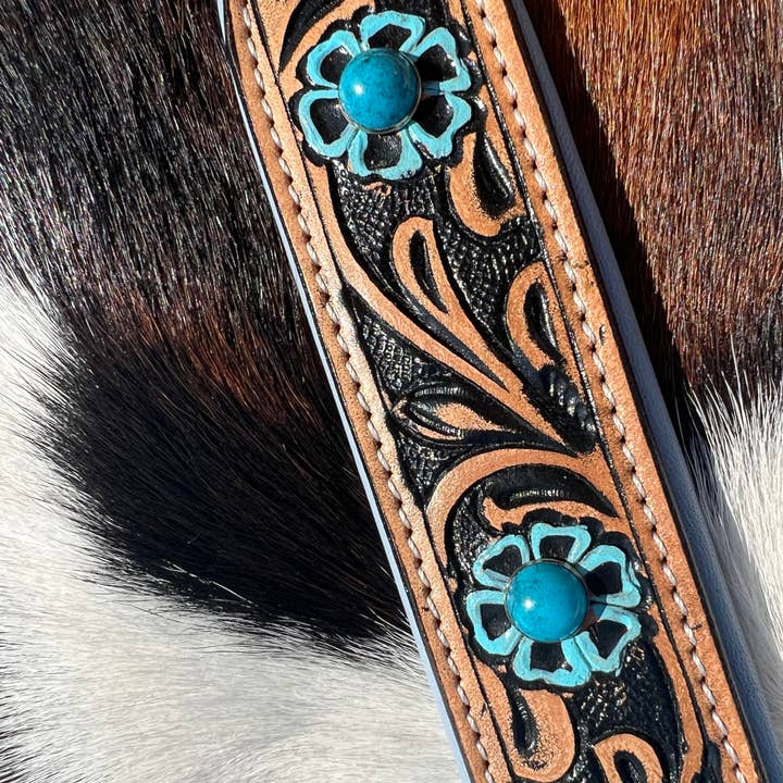 Westrian (Formerly Equipage) - Wholesale Pet Collar - Dog - Turquoise Trail Tooled Leather Dog Collar