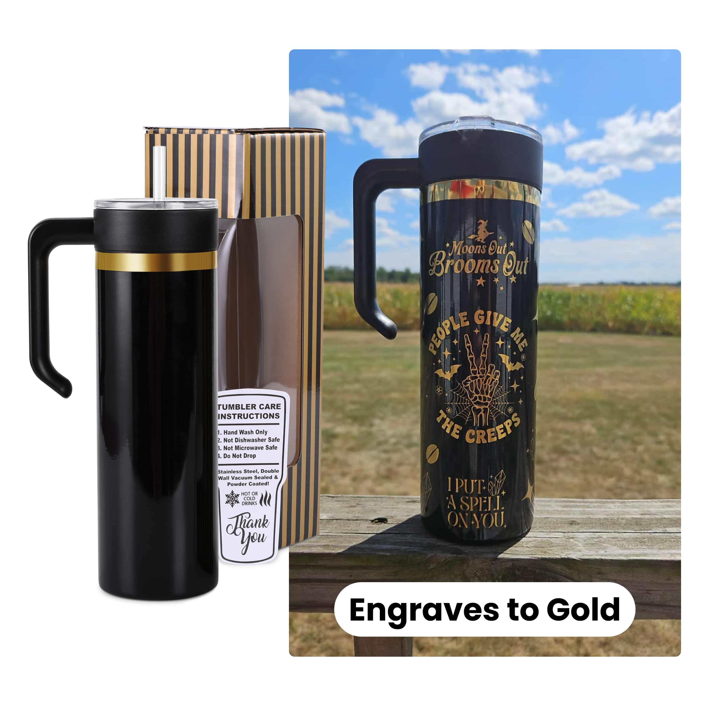 MakerFlo - Wholesale Insulated mug/tumbler - 20oz Skinny Gold12