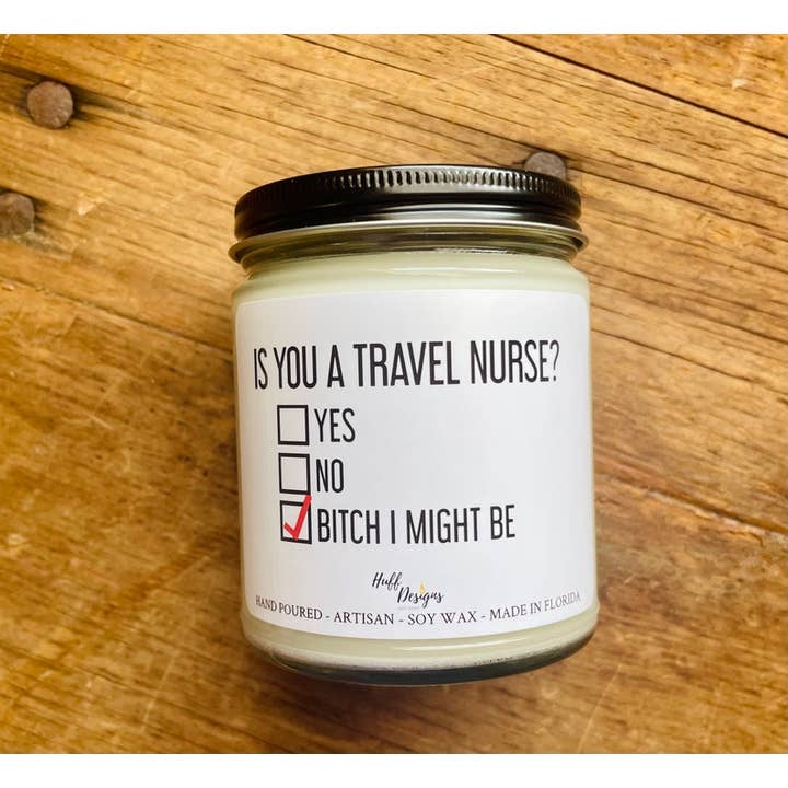 Er du rejsesygeplejerske? BSN Sygeplejerske Graduationsgave for engroshandel hos Huff Designs Candle Co