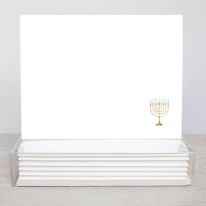 Menorah Box Set - Hanukkah Watercolor Note Cards for wholesale by Mac and Mo Studio - Luxury Stationery and Greeting Cards