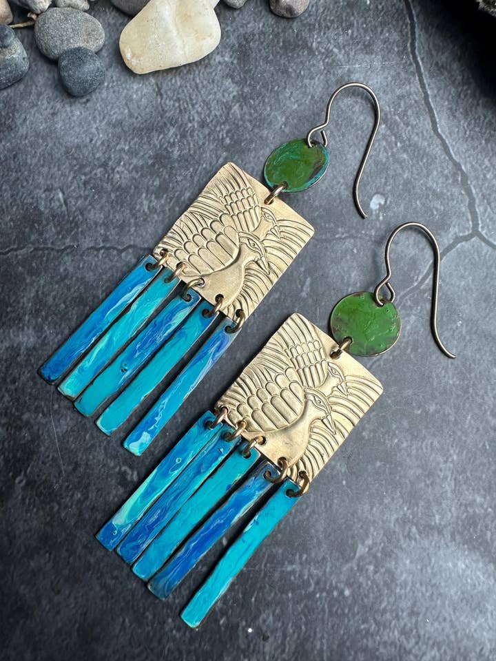 ic Fringe Earrings - Handmade Solid Beaten Brass Hand Patina for wholesale by The Sunstone on Main