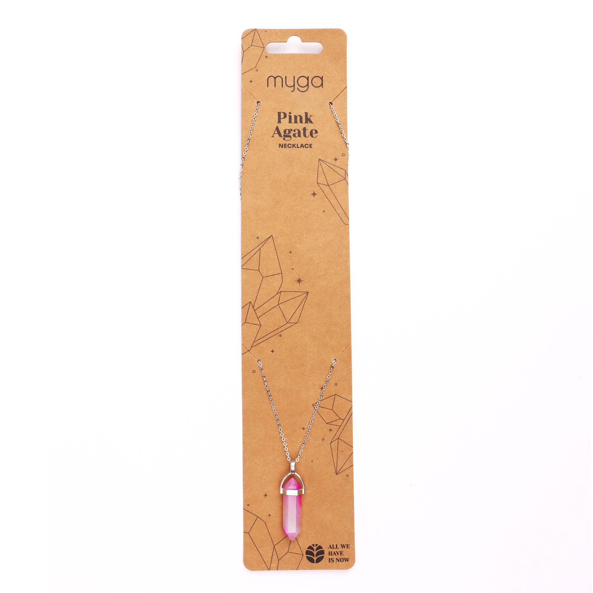 Myga - Wholesale Pendant/charm necklace - Silver Plated Necklace - Pink Agate Pendant5