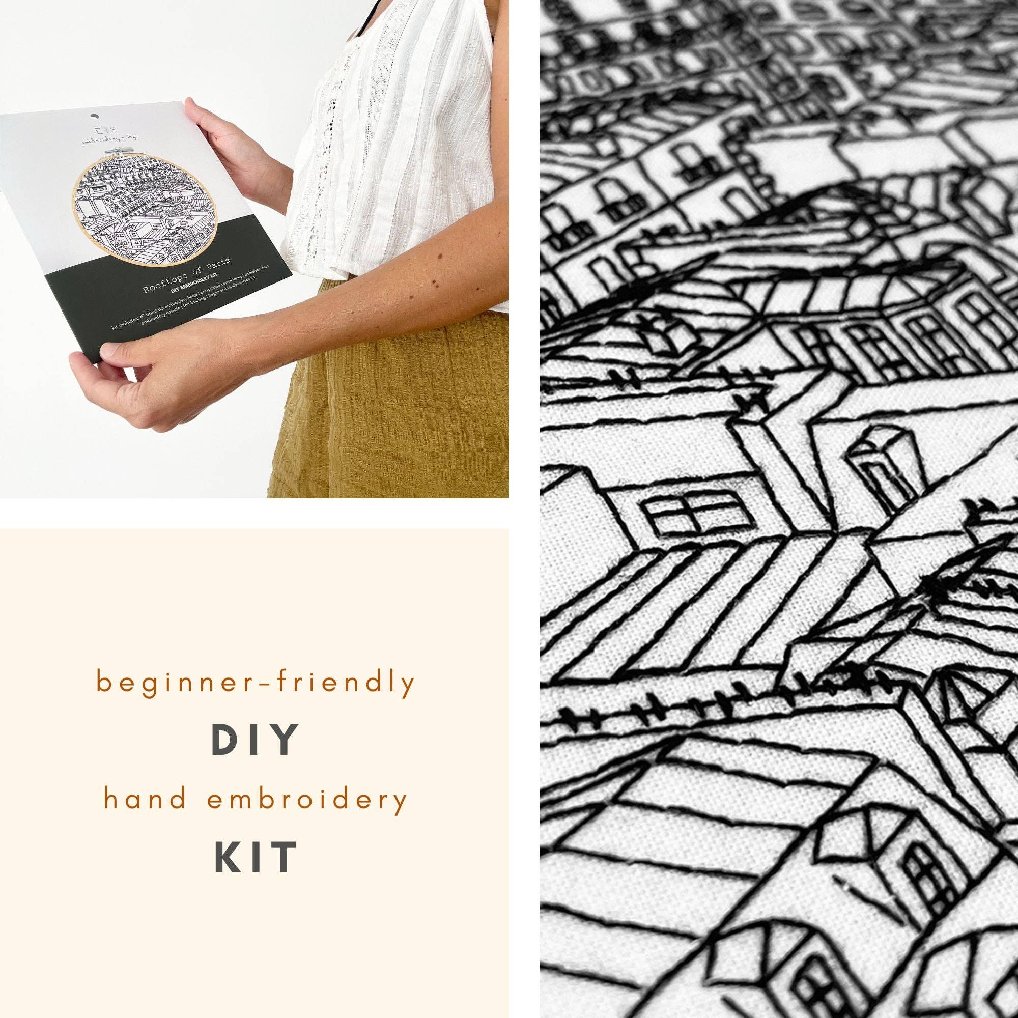 Embroidery and Sage - Wholesale Embroidery/Cross Stitch Supplies - Rooftops of Paris - embroidery kit2