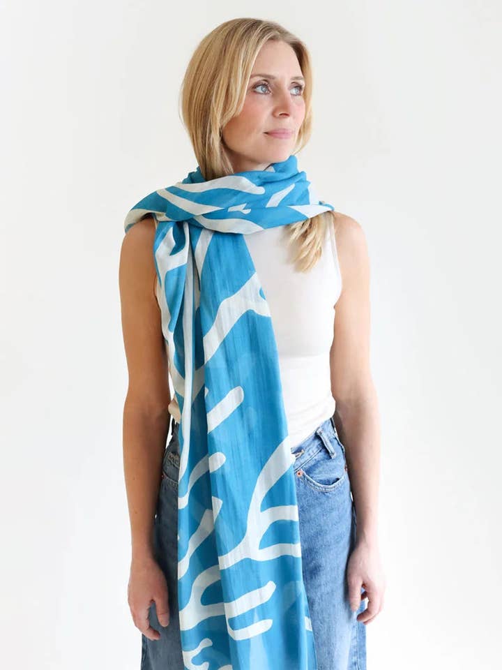 Schal Modal & Bio-Baumwolle / Cora - mittelblau für den Großhandel von Djian