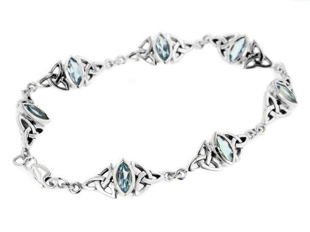 Silver Insanity - Wholesale Link & Chain Bracelet - Sterling Silver Blue Topaz Celtic Trinity Knot Bracelet0