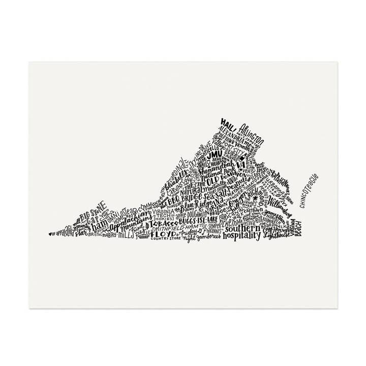 Virginia In Type - 11"x14" for wholesale by Maryland Mercantile