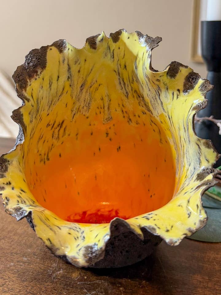 Handcrafted Porcelain Lava Flower Sculpture for wholesale by Cori Ceramics & Art LLC
