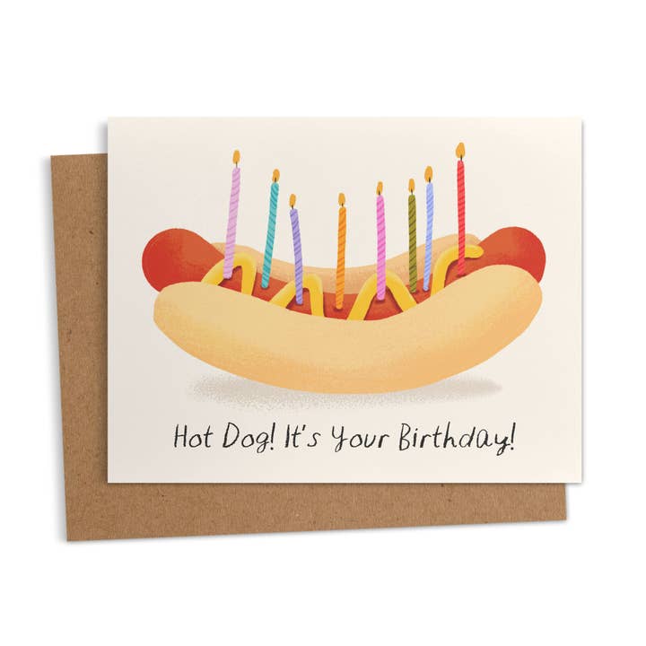 Hot Dog Birthday Greeting Card for wholesale by Ana Peake