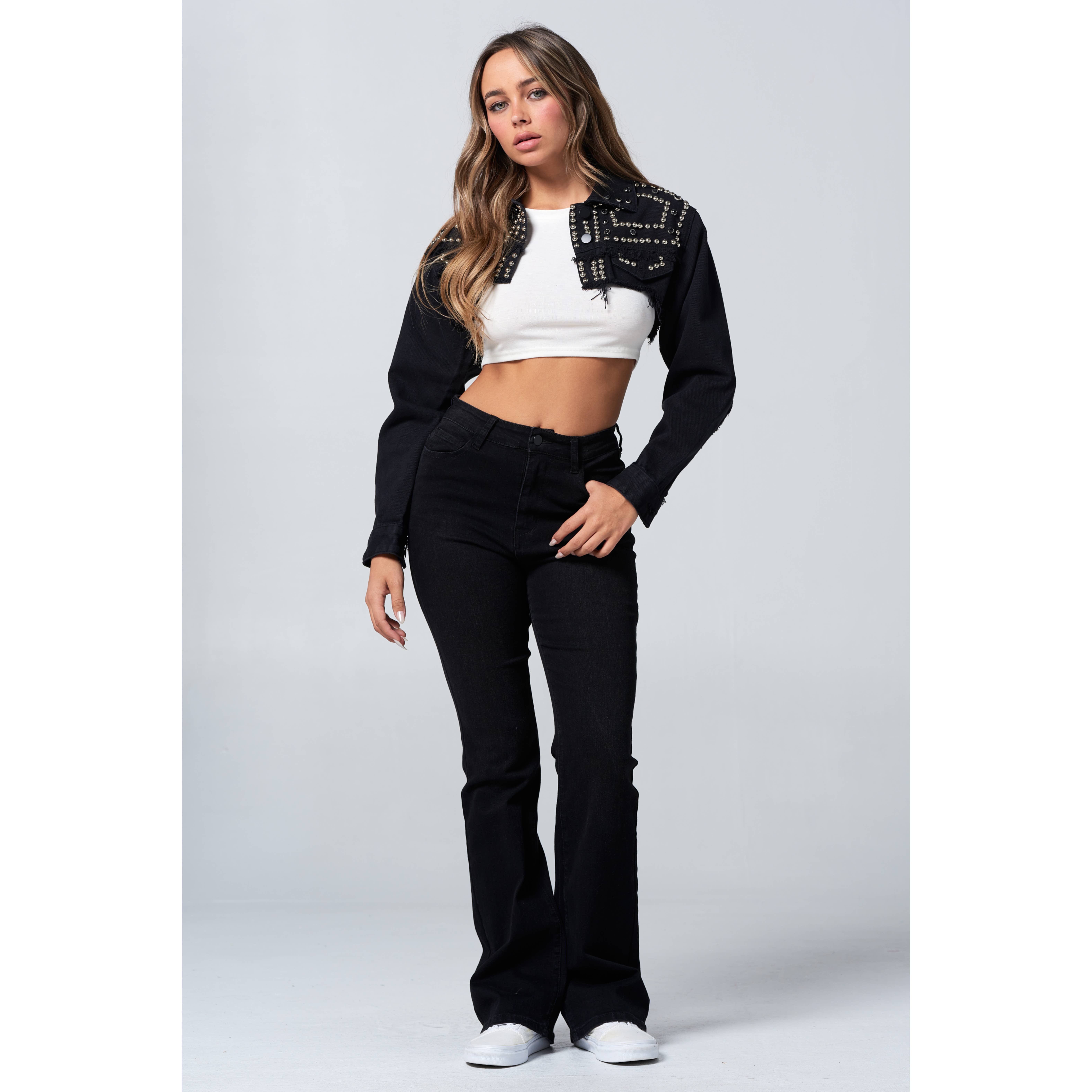 Blue Turtle - Wholesale Spijkerjack/spijkerjas - Dames - Cropjack met rock-'n-roll-studs, medium1