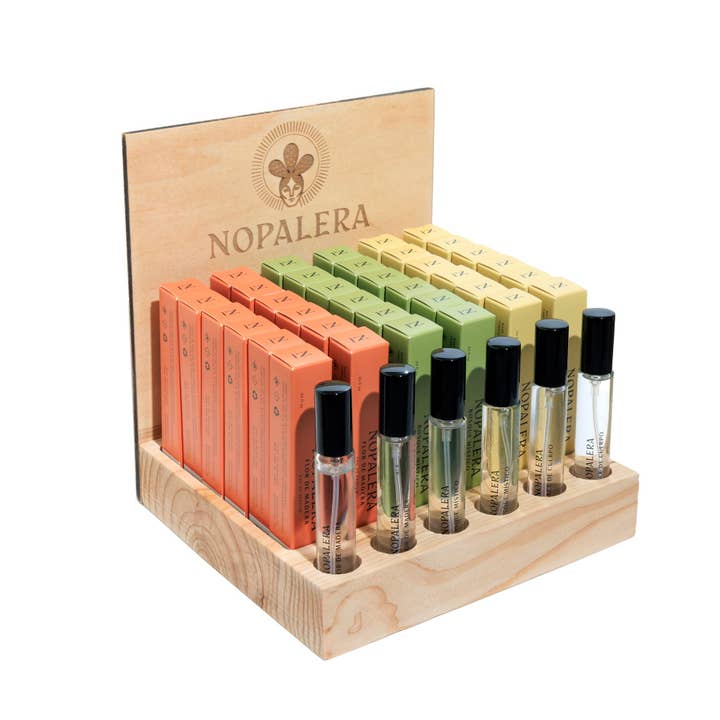 Nopalera - Wholesale Retailer Display - Beauty & Wellness - Wholesale: Travel Perfume Wood Display