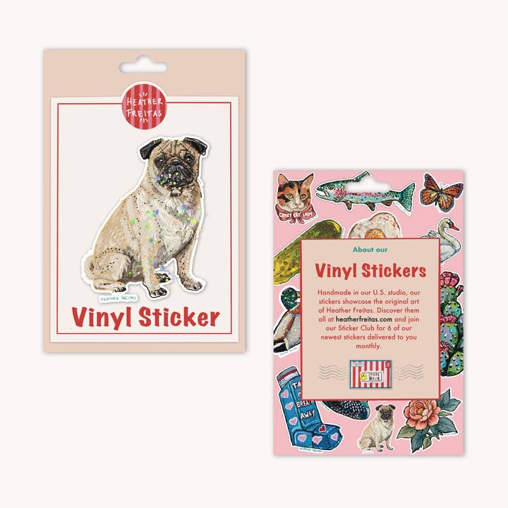 Heather Freitas - Wholesale Sticker - Pug Sticker2