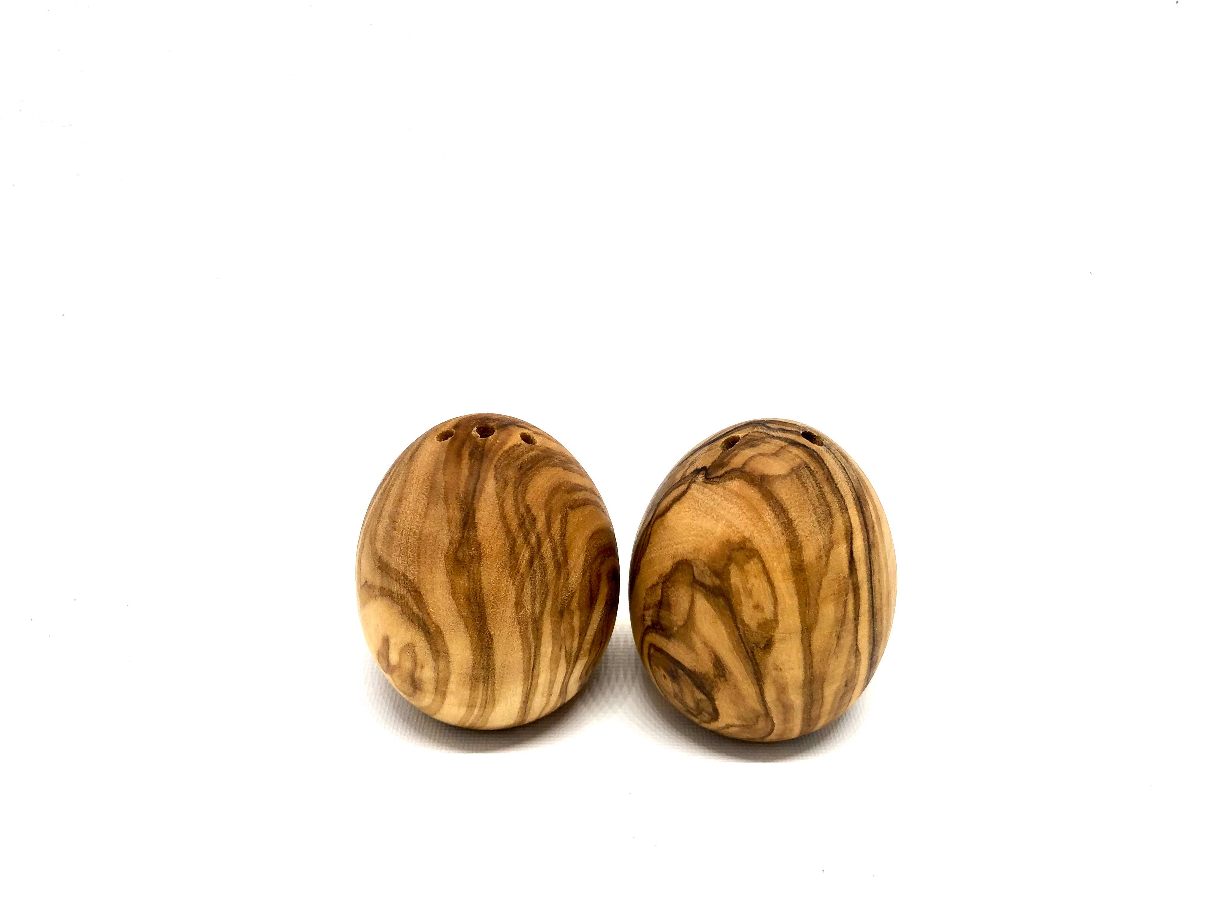 olivenholz-erleben - Wholesale Salt & Pepper Shaker Set - Set of 2 olive wood salt and pepper shakers egg shape4