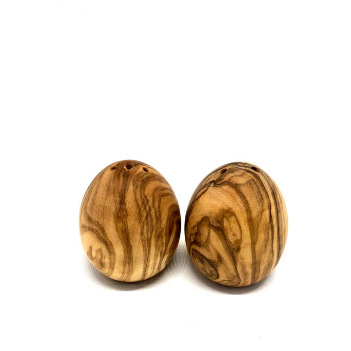 olivenholz-erleben - Wholesale Salt & Pepper Shaker Set - Set of 2 olive wood salt and pepper shakers egg shape4