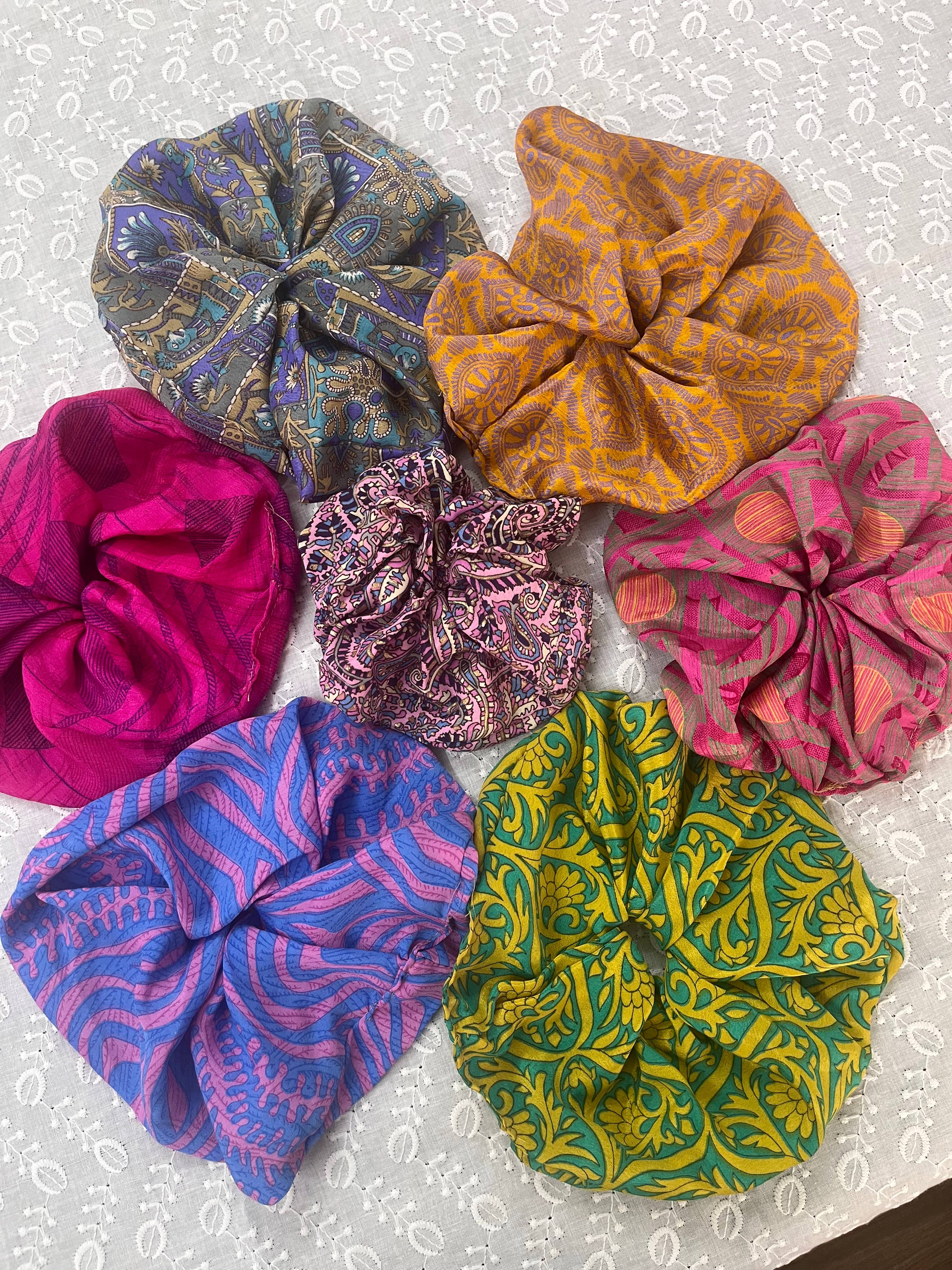 Meghcraft - Wholesale Scrunchie - Women's - Vintage Silk Scrunchie-vintage Upcycled Silk Scrunchie3