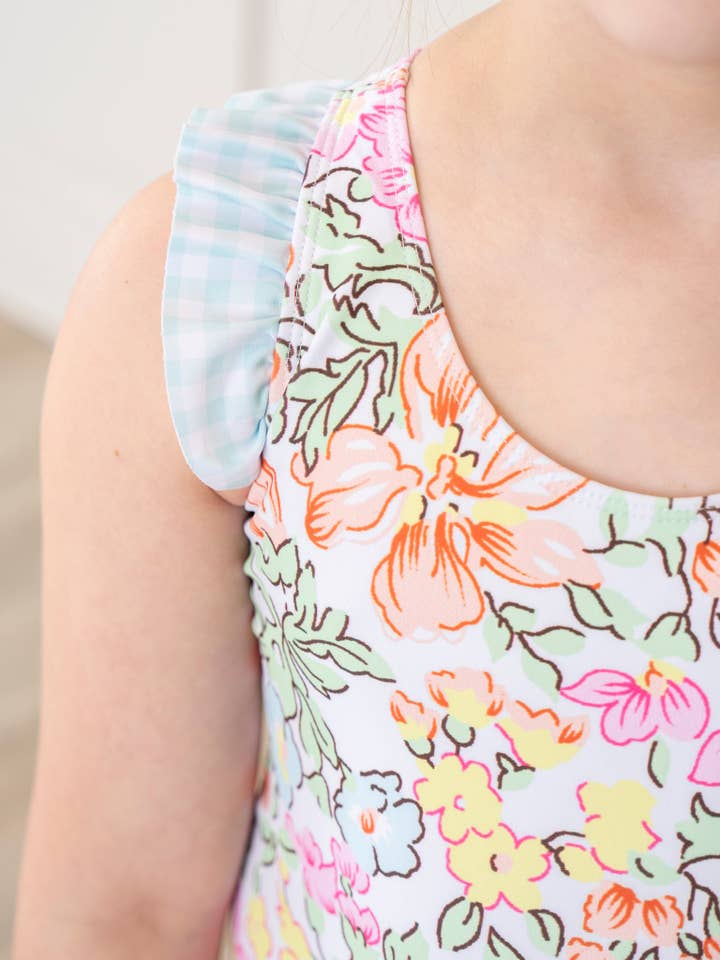 Marie Nicole Clothing - Wholesale One Piece Swimsuit - Kids - Ruffle Swimsuit - Wildflower Doodles3