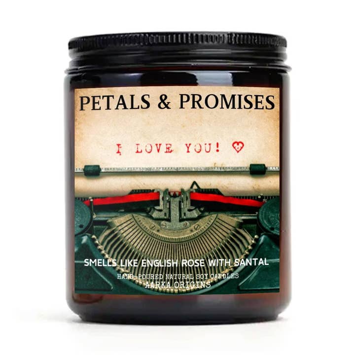 Petals & Promises Duftlys af Soja – Britisk Rose + Santal for engroshandel hos AARKA ORIGINS