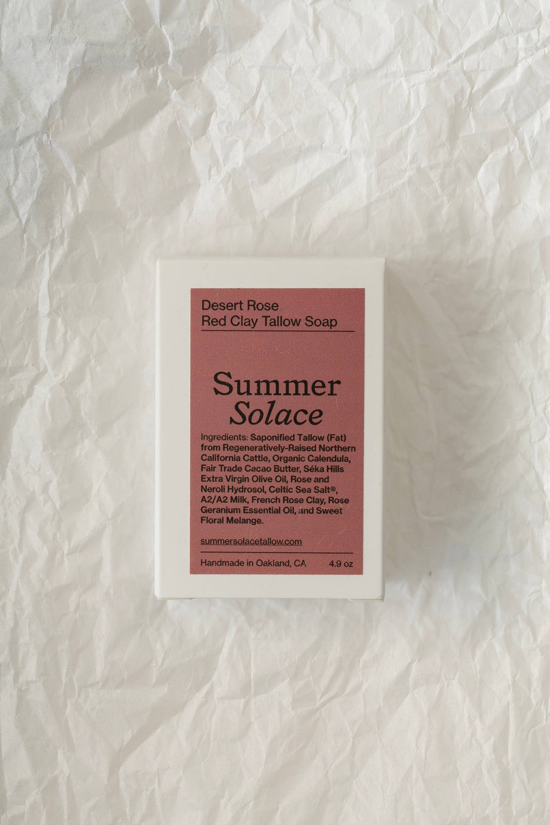 SUMMER SOLACE- Regenerative Tallow Beauty - Venta al por mayor Pastilla de jabón - Jabón Desert Rose – Floral con arcilla, 140 g3