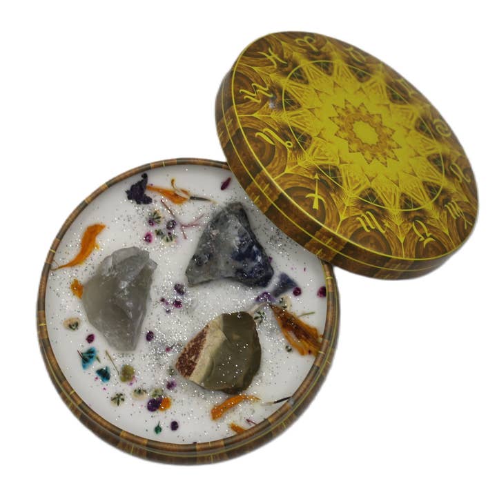 Organic Crystal Meditation Decorative Candle Golden Sun for wholesale by SWC Sisu Wellness Center