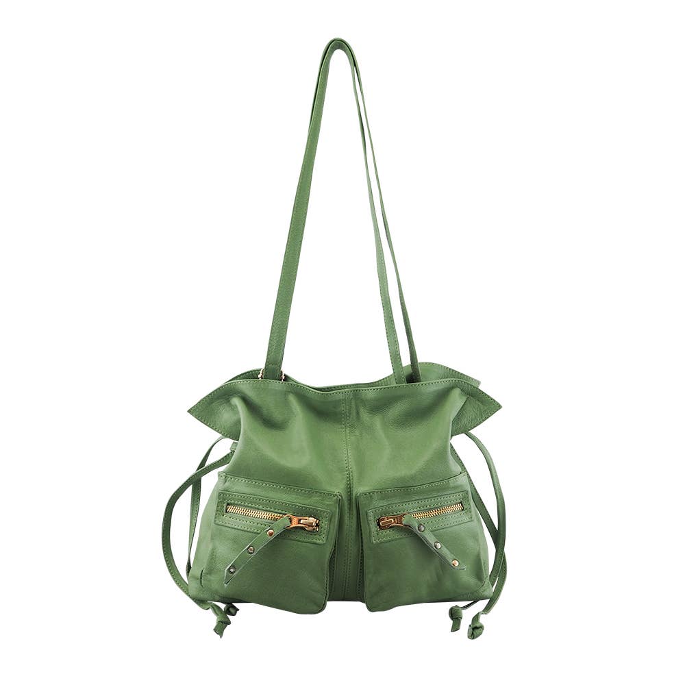 Cadelle Leather - Wholesale Crossbody Bag - Women's - Jillian Drawstring Crossbody | Moss Green6