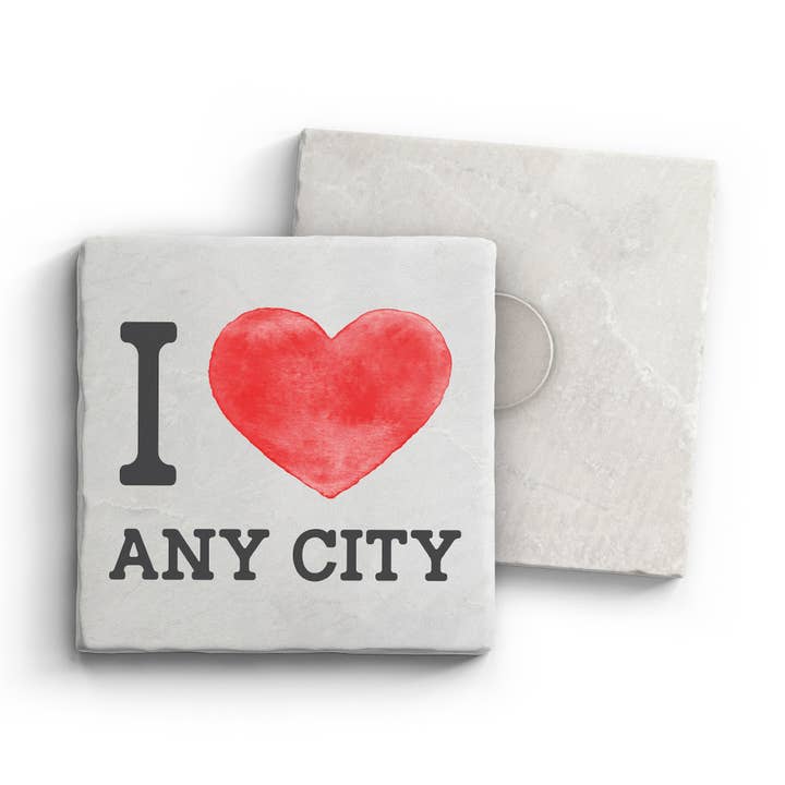 I Heart (Any City) - Marble Magnet for wholesale by Paisley & Parsley